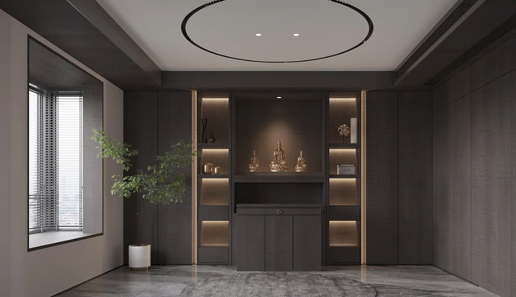 mẫu phòng khách có bàn thờ đẹp