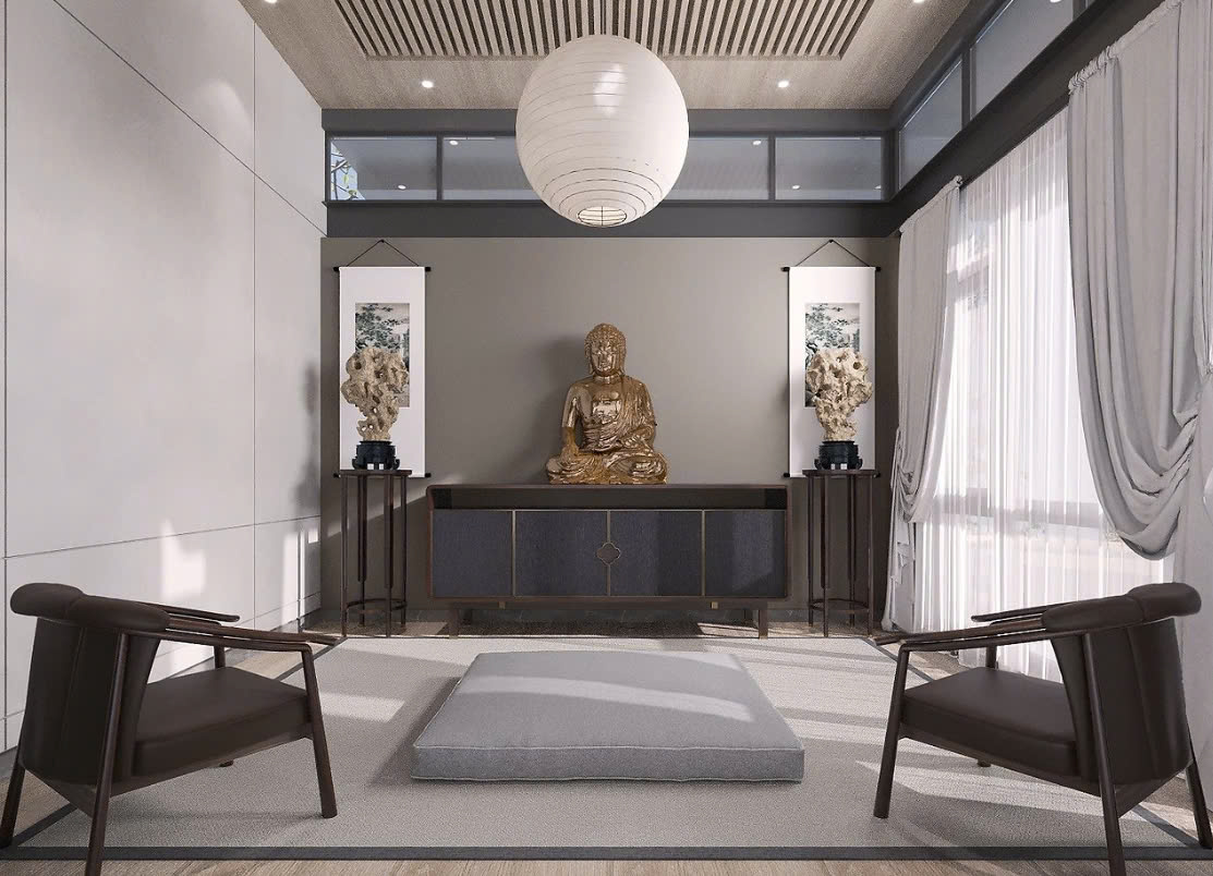 mẫu phòng khách có bàn thờ đẹp