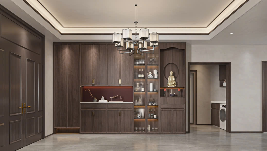 mẫu phòng khách có bàn thờ đẹp