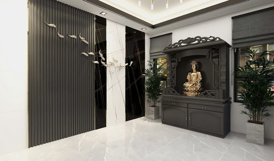 thiết kế phòng khách có bàn thờ