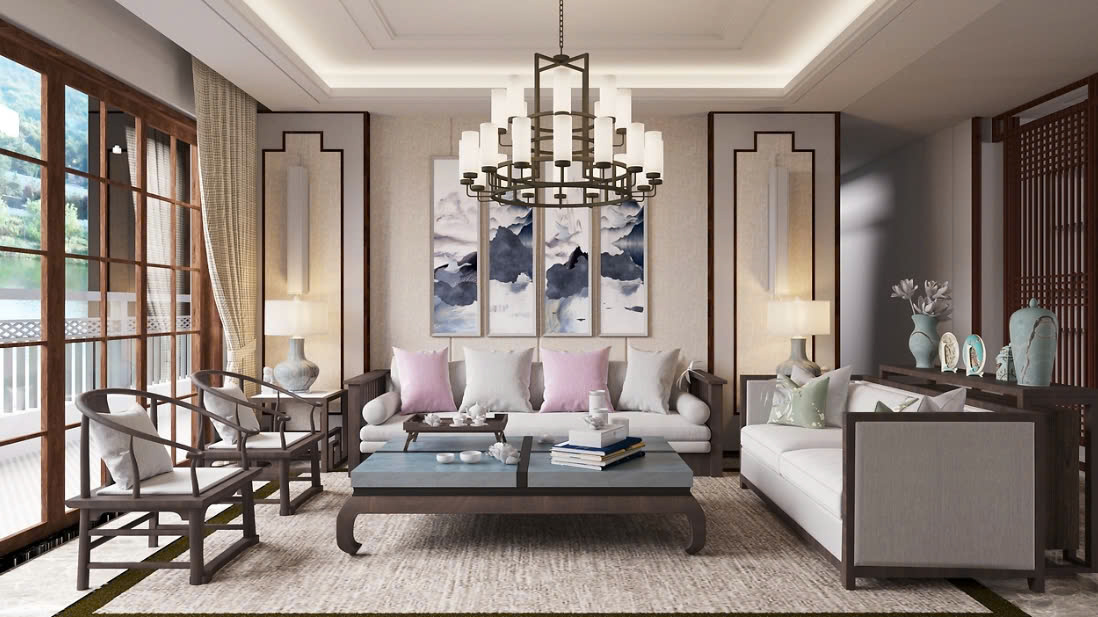 Phòng Khách Indochine phong cách thiết kế Indochine