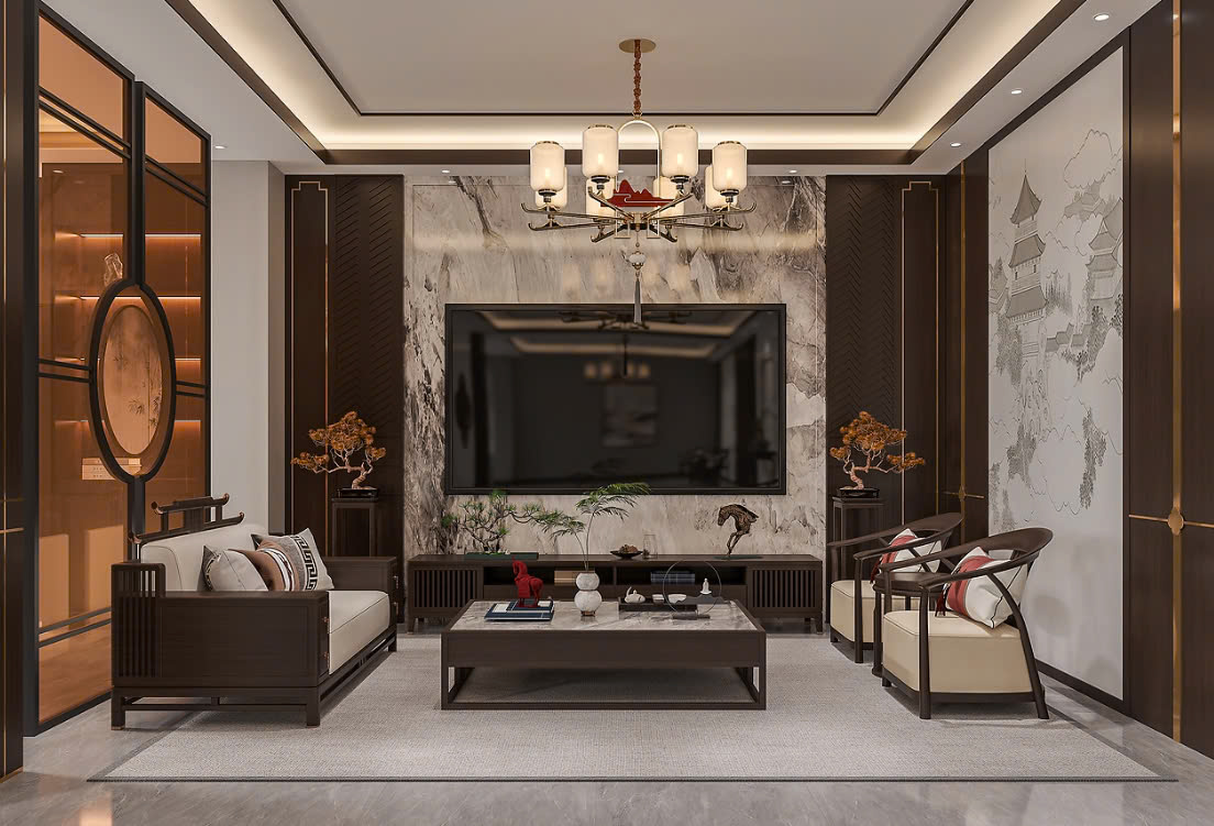 Phòng Khách Indochine thiết kế nội thất Indochine