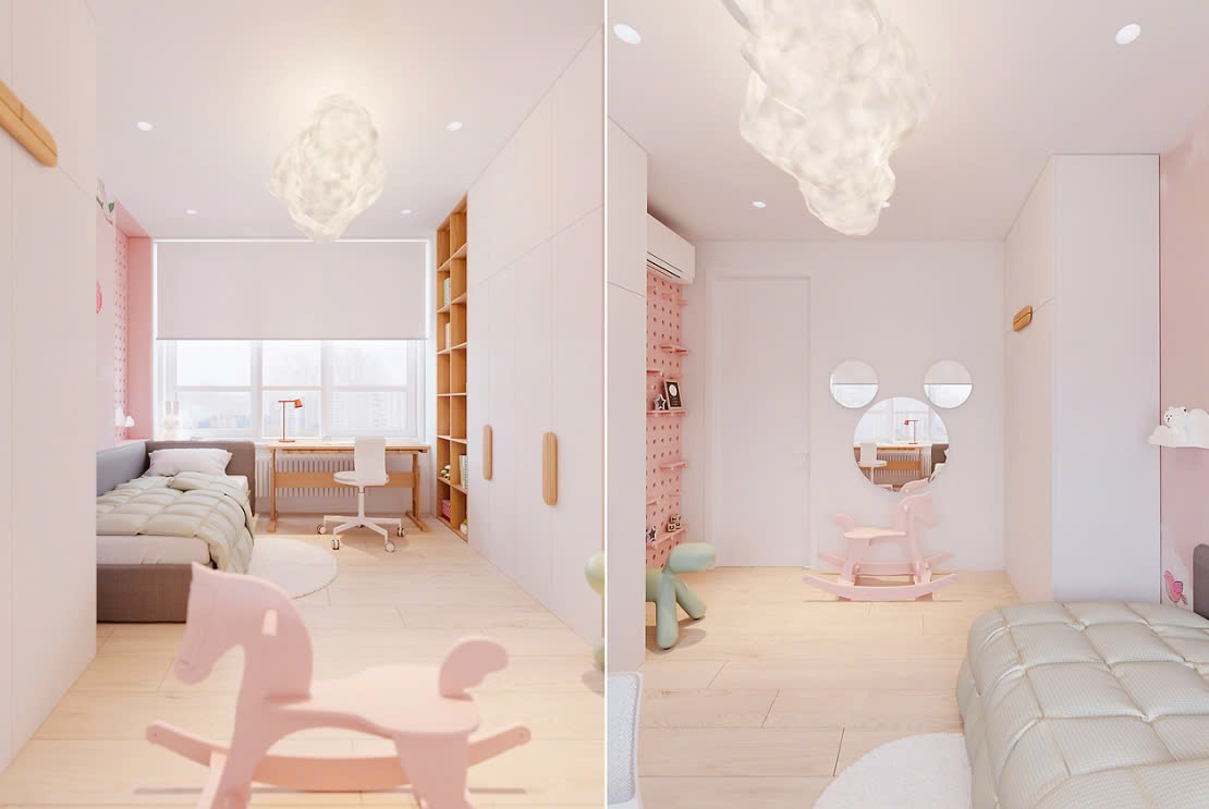 Phòng Ngủ Bé Gái Màu Hồng