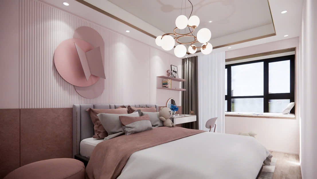 Phòng Ngủ Bé Gái Màu Hồng