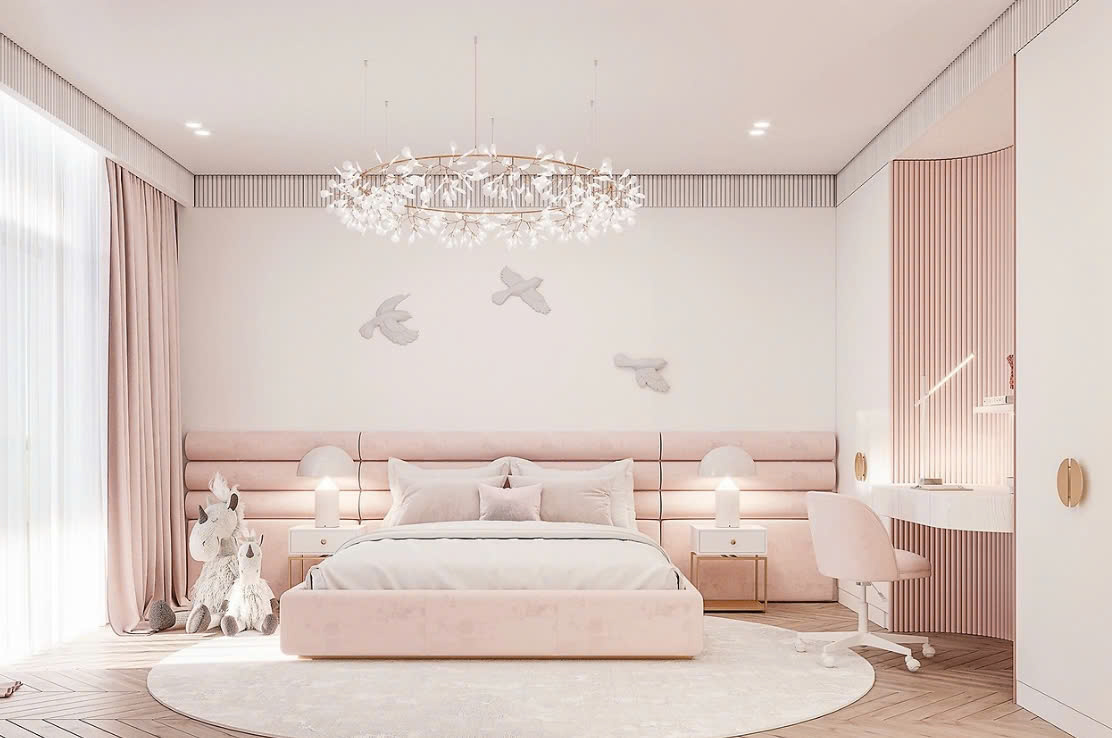 phòng bé gái màu hồng