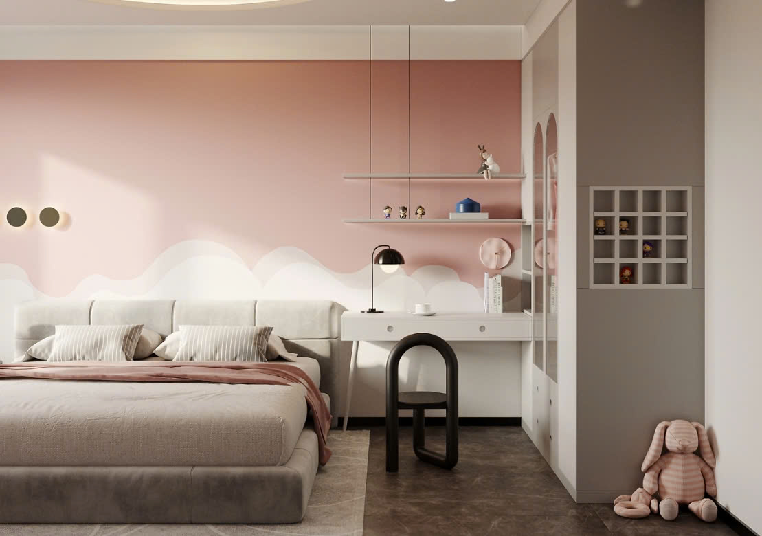 Phòng Ngủ Bé Gái Màu Hồng