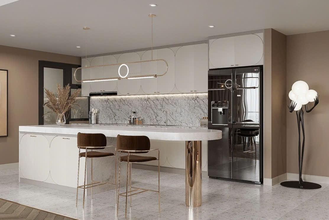 thiết kế nhà bếp không gian mở thiết kế nội thất bếp có bàn đảo