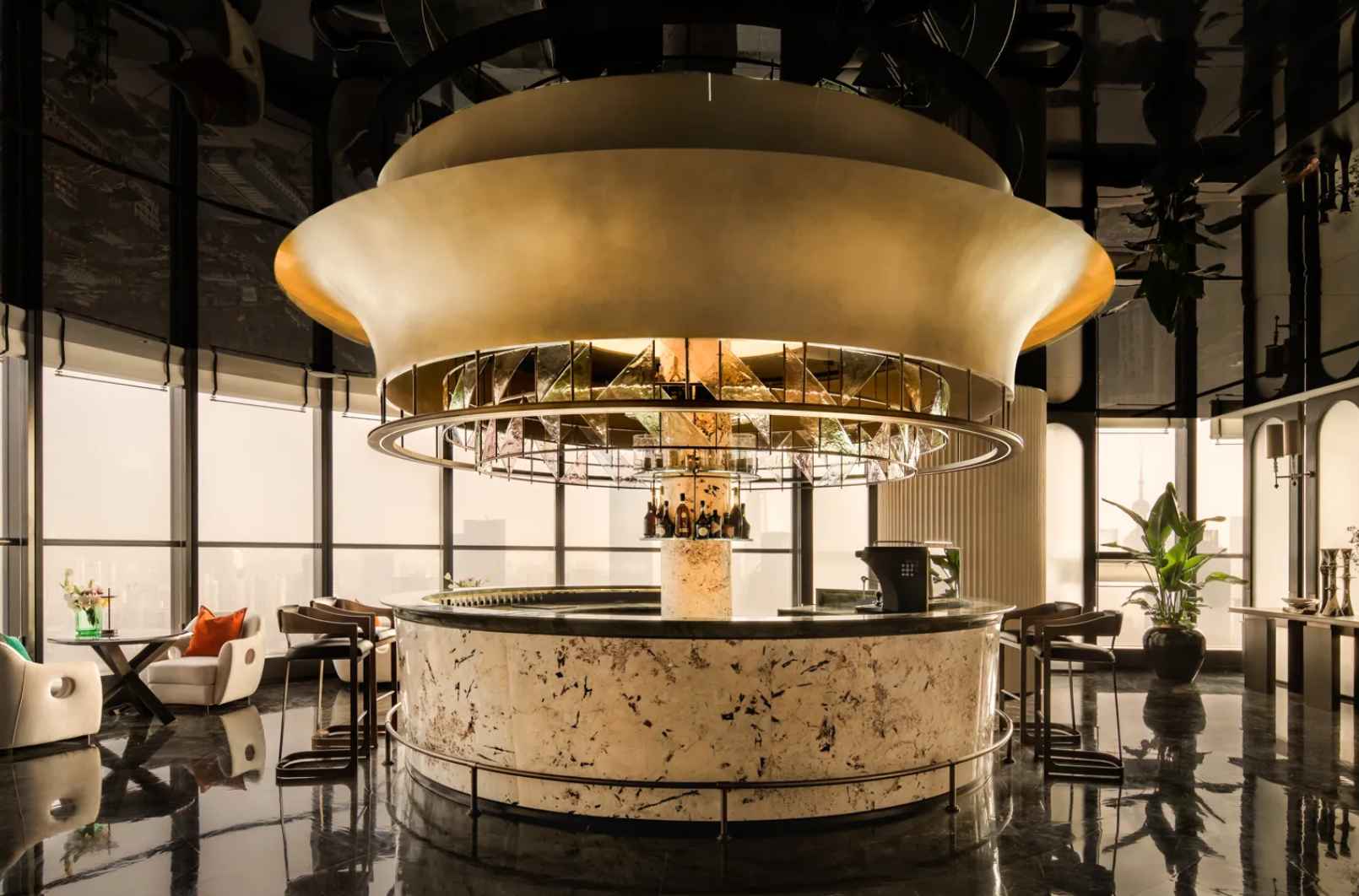 Thiết Kế Quầy Bar Quán Cafe Hình Chữ C