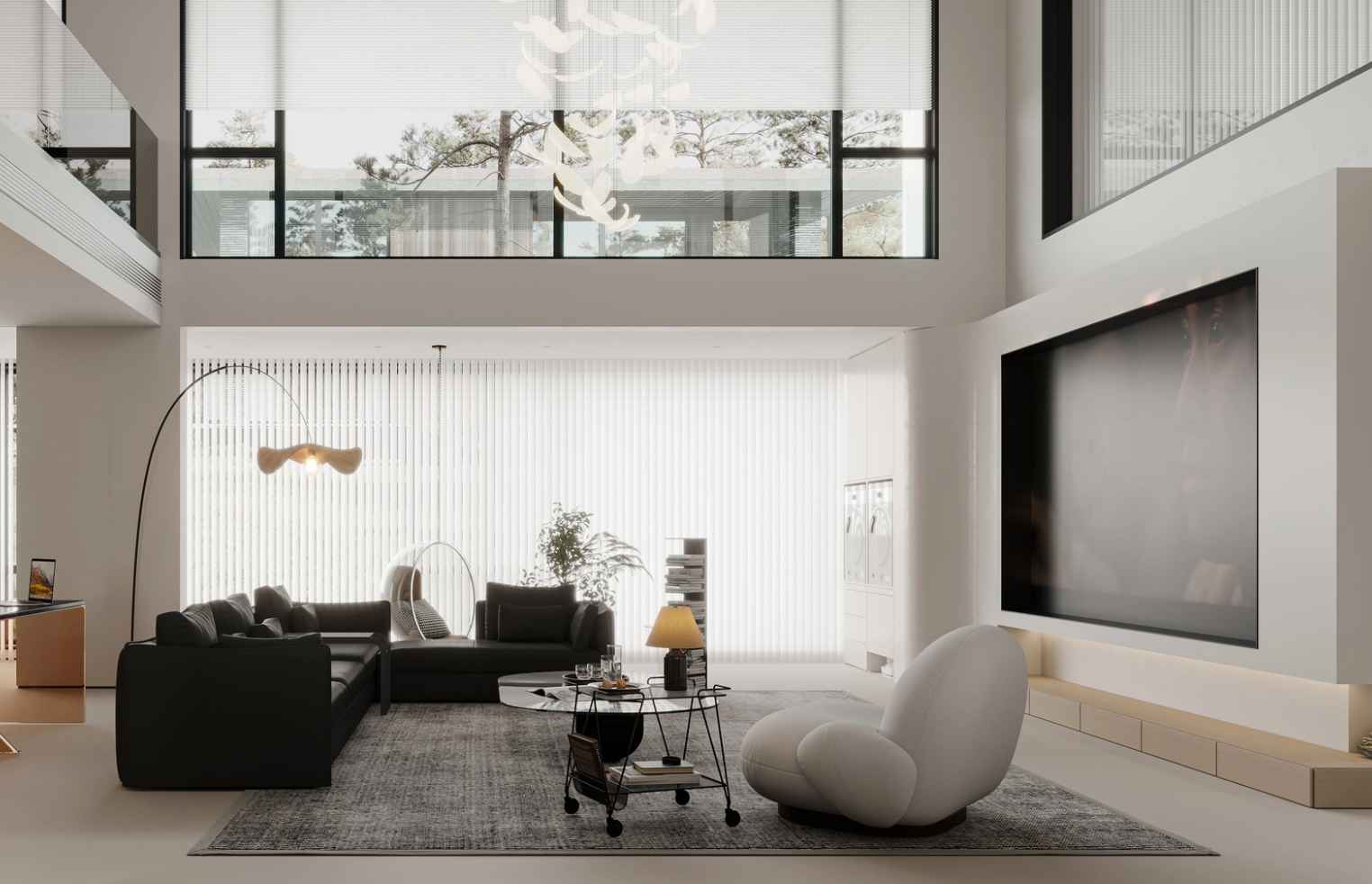 phòng khách thông tầng  mẫu phòng khách thông tầng đẹp - hiện đại