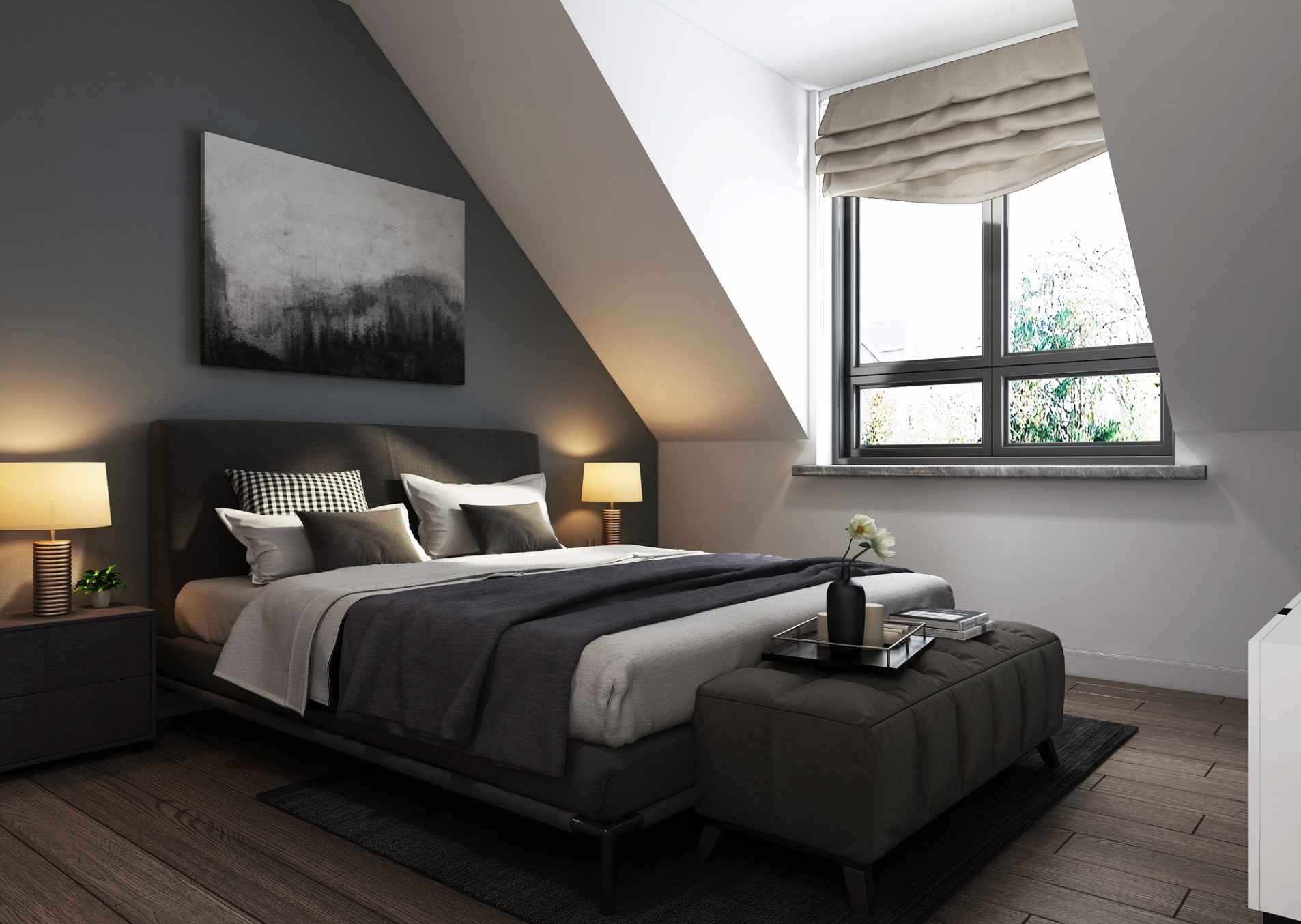 Thiết Kế Phòng Ngủ Gác Mái Phong Cách Hiện Đại