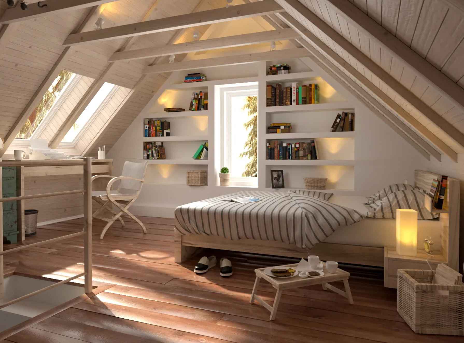 Thiết Kế Phòng Ngủ Gác Mái Phong Cách Vintage