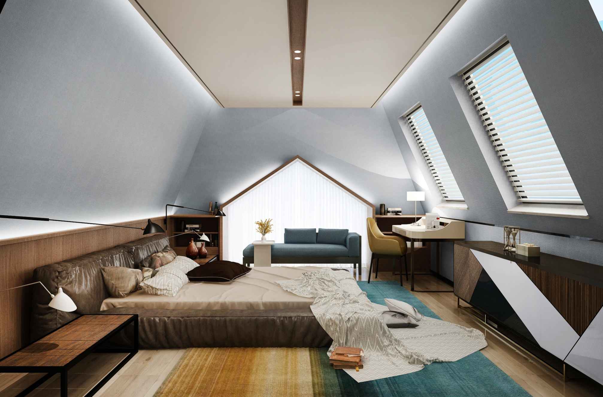 Một Số Mẫu Thiết Kế Phòng Ngủ Gác Mái Đẹp