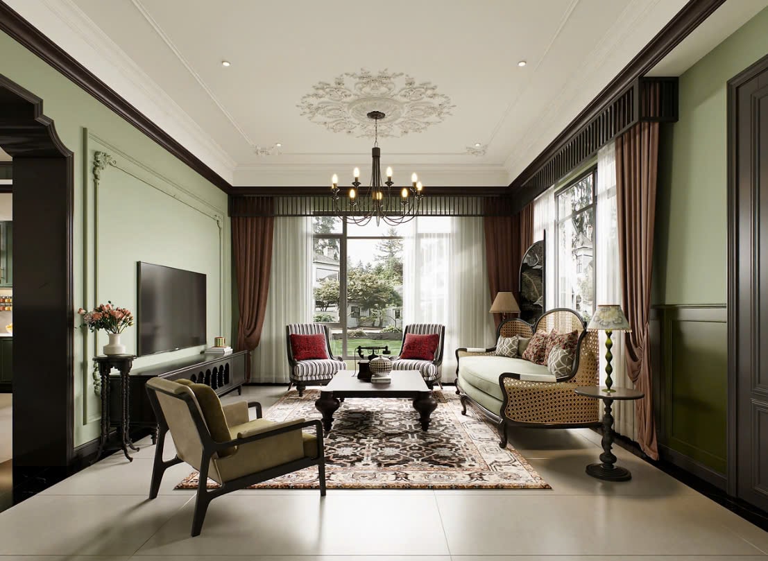 nhà phố nội thất Indochine