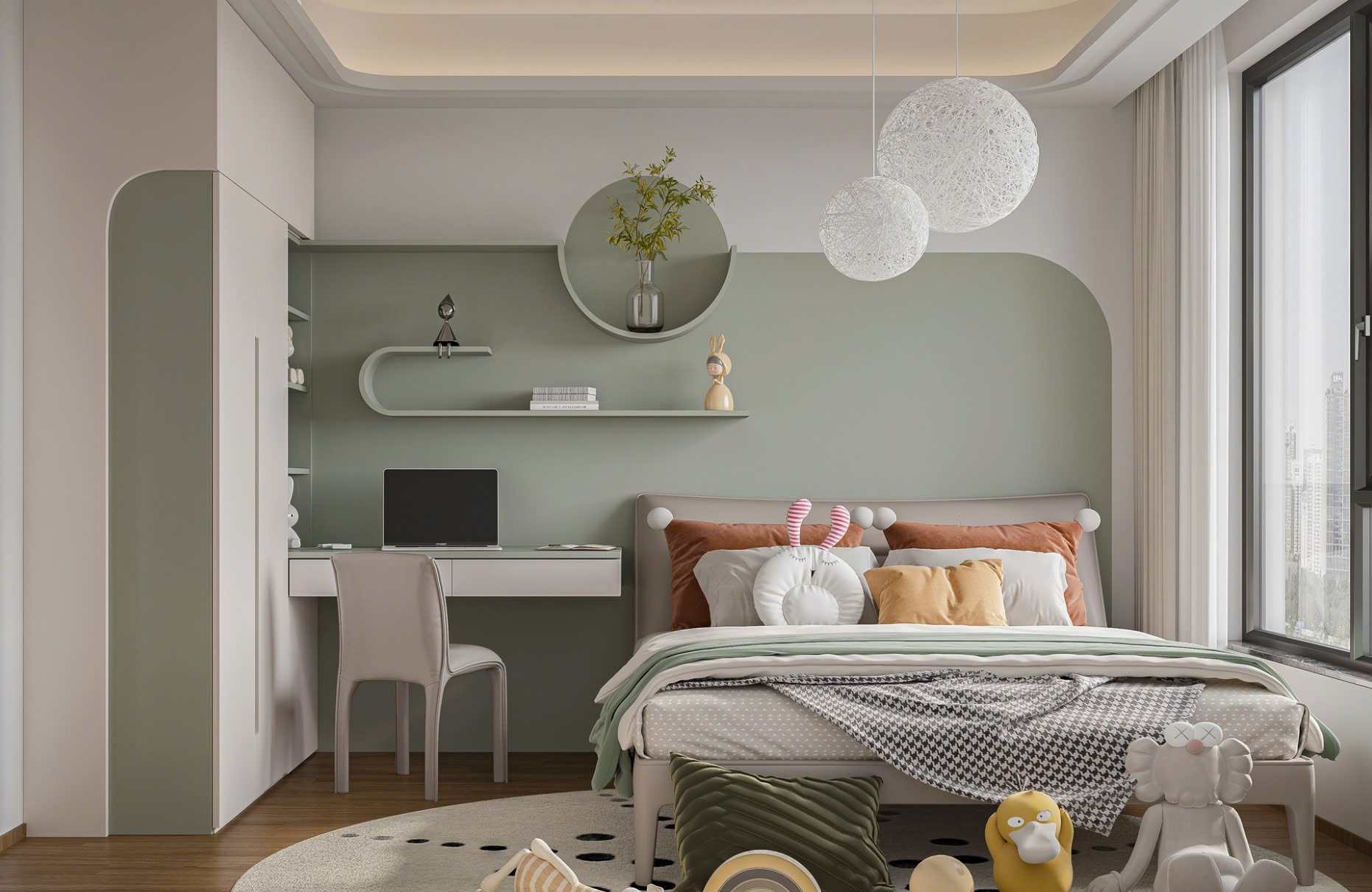 Phòng ngủ nội thất bo cong organic