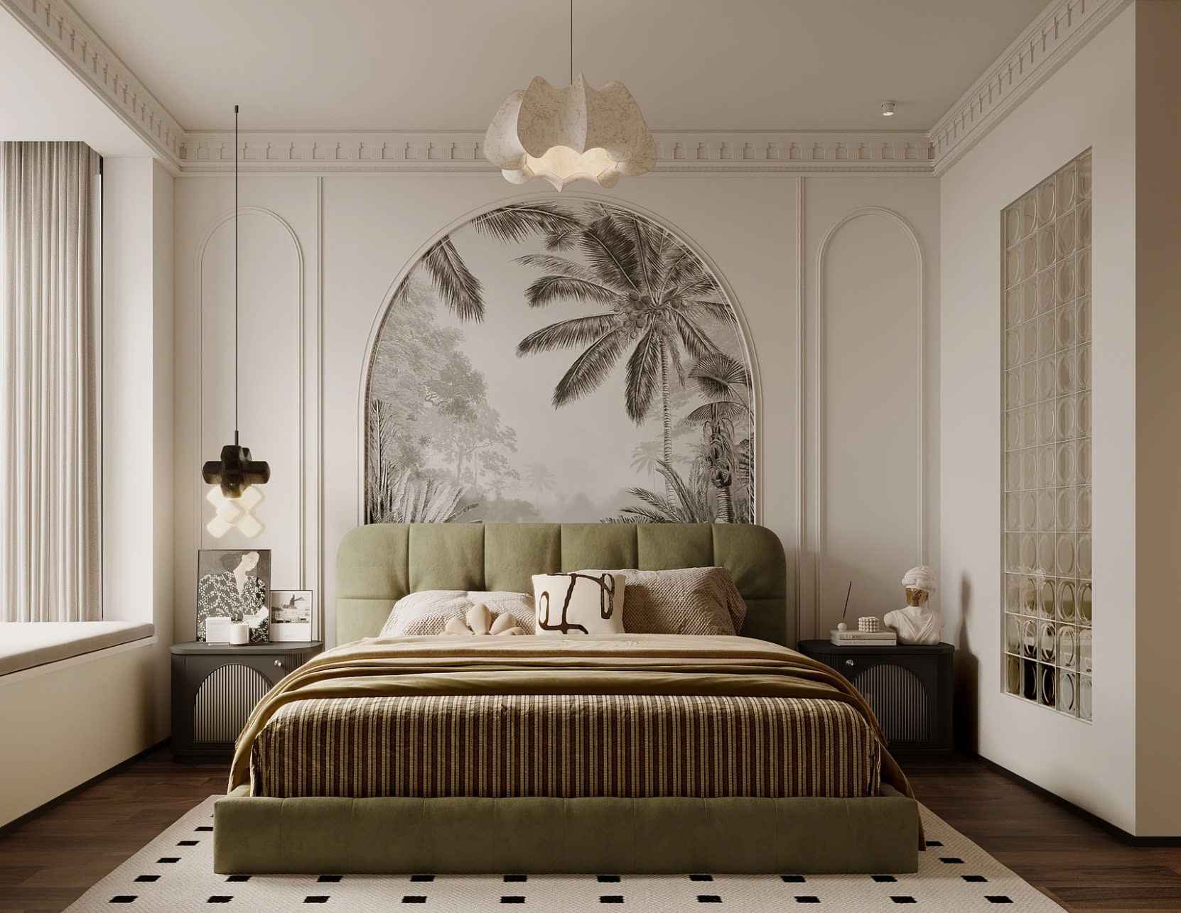 Phòng ngủ nội thất bo cong thiên nhiên