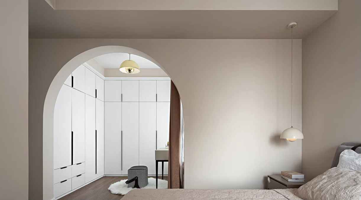 Phòng ngủ nội thất bo cong trung tính