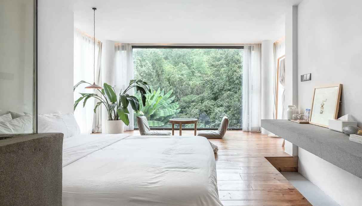 Phòng ngủ homestay tươi mát