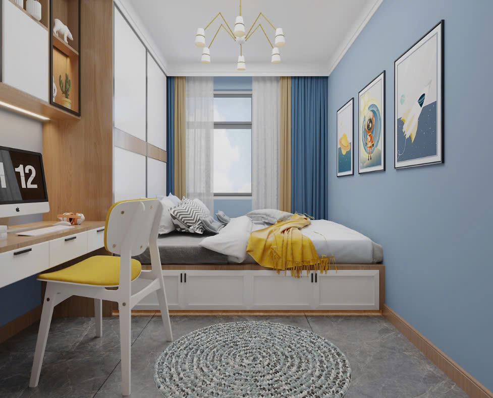 decor phòng ngủ tone xanh