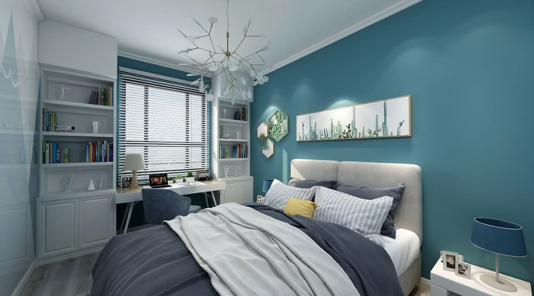 decor phòng ngủ tone xanh