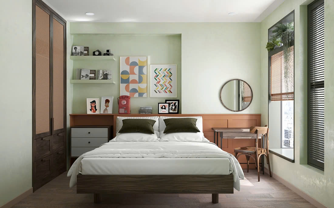 decor phòng màu xanh