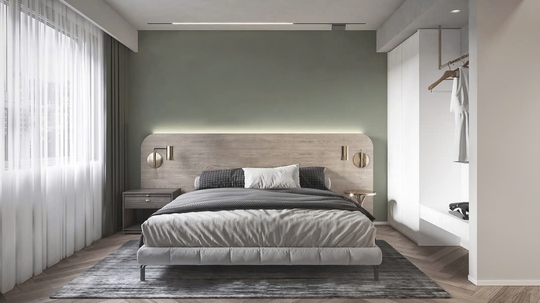 Phòng Ngủ Màu Xanh