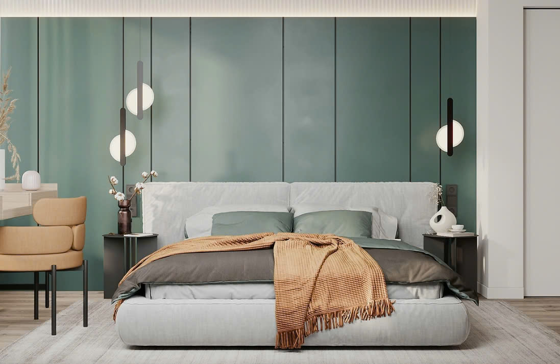 Phòng Ngủ Màu Xanh