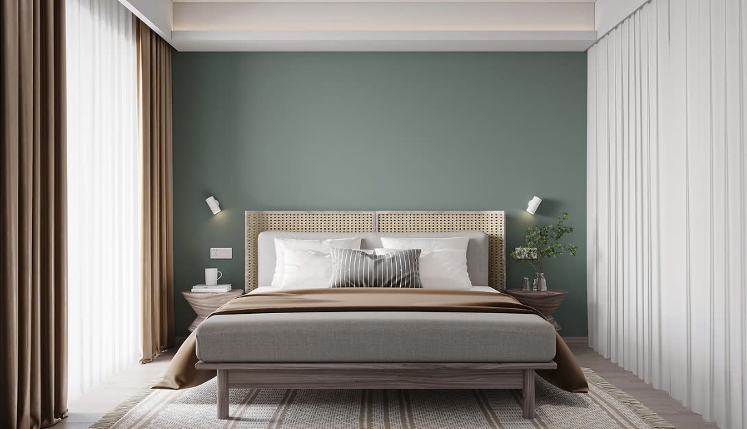 decor phòng ngủ màu xanh