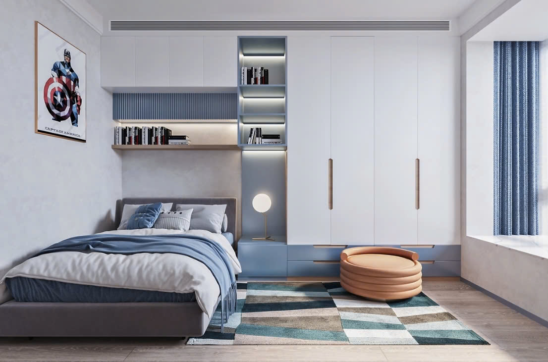 Phòng Ngủ Màu Xanh