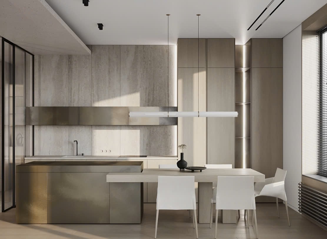 Phòng Bếp Phong Cách Minimalism phòng bếp tối gián