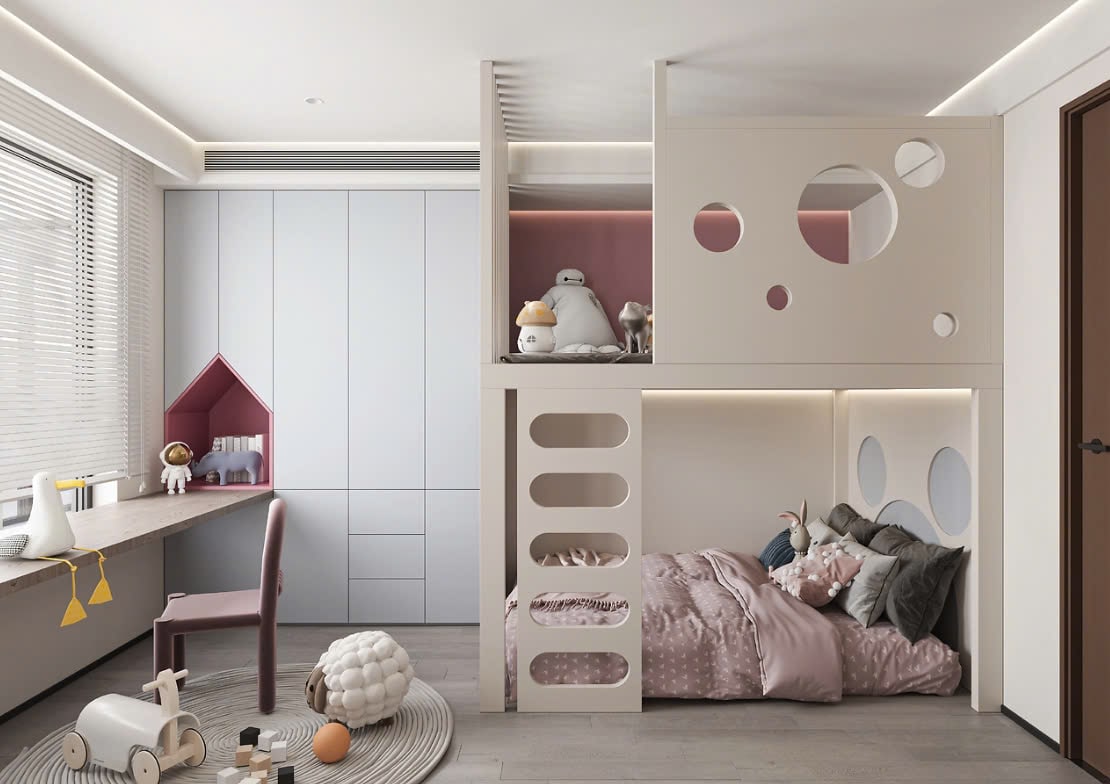 phòng ngủ cho 2 bé thiết kế nội thất phòng 2 bé