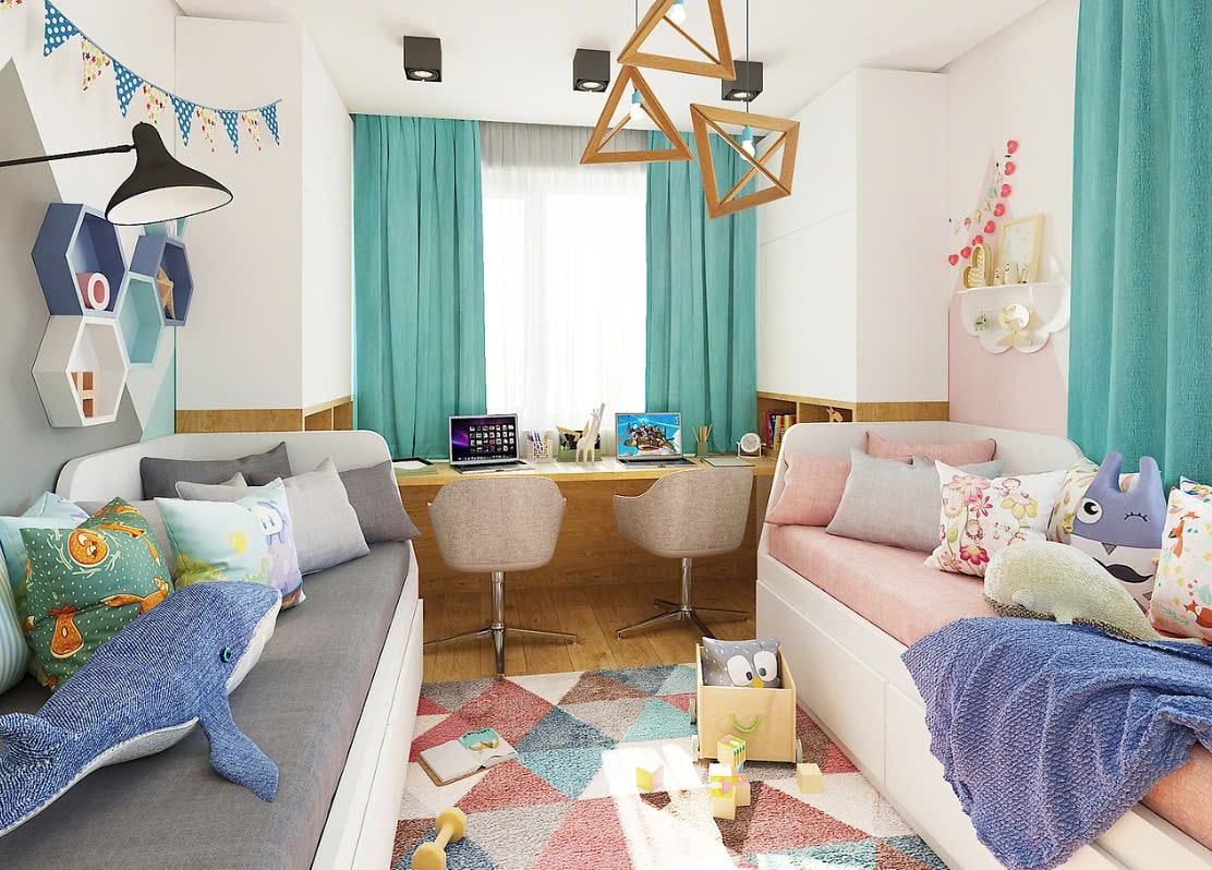 phòng ngủ cho 2 bé