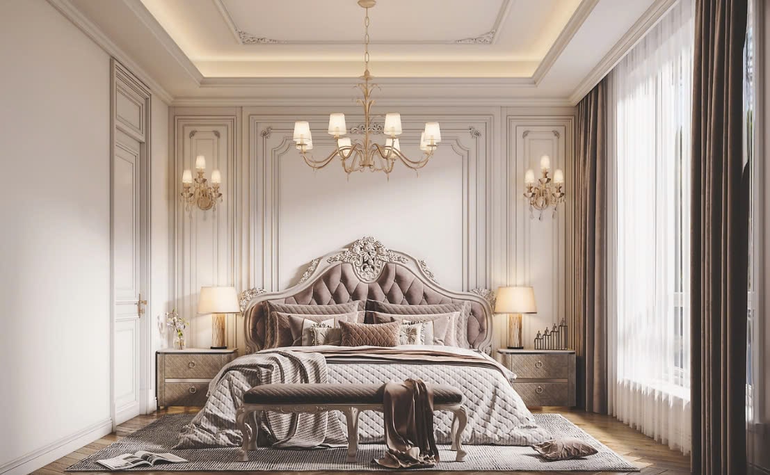trang trí phòng ngủ tân cổ điển