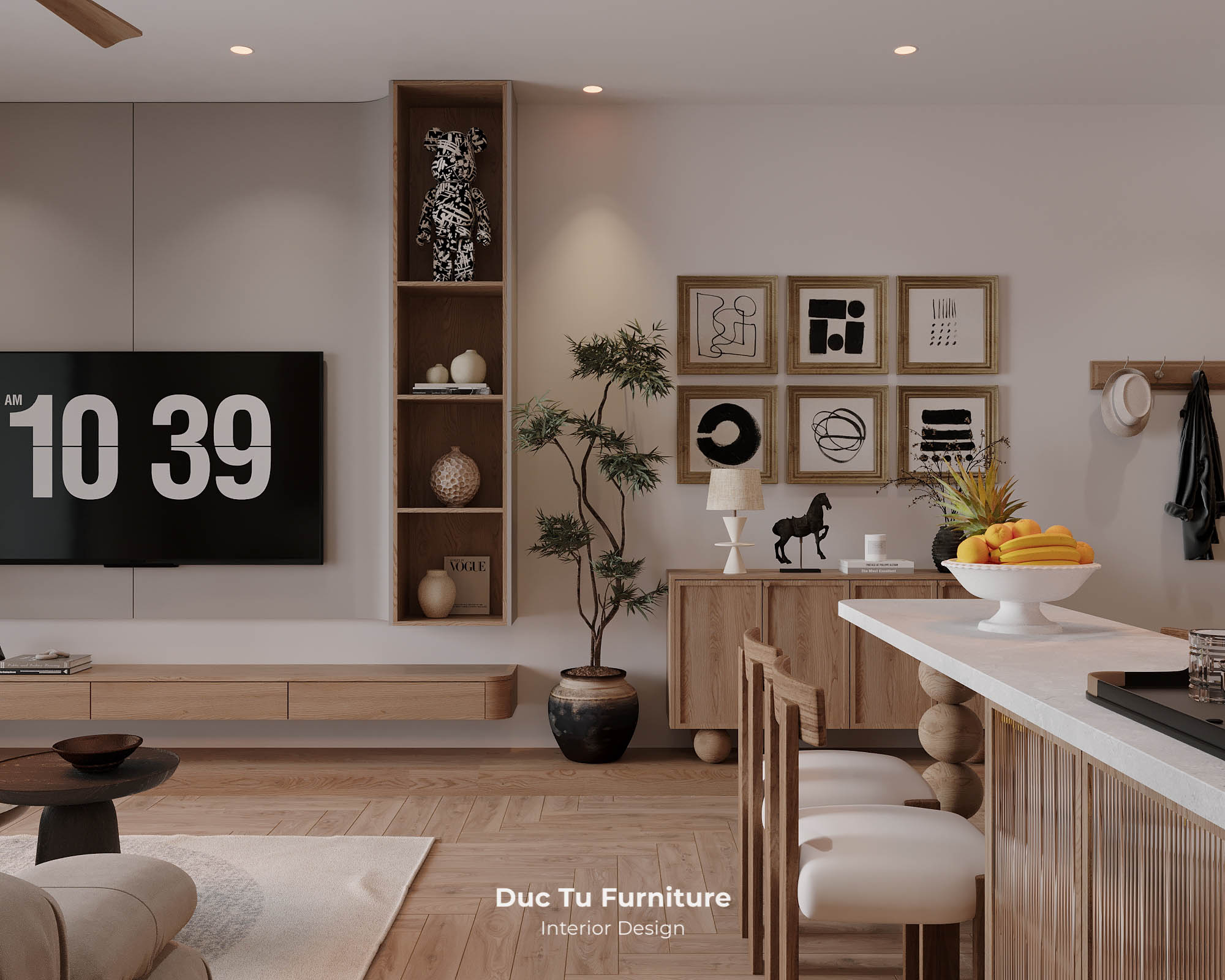 căn hộ 1 phòng ngủ Panoma Thiết kế tận dụng những không gian trống để thiết kế hệ tủ lưu trữ không gian vừa mang tính thẩm mỹ cao