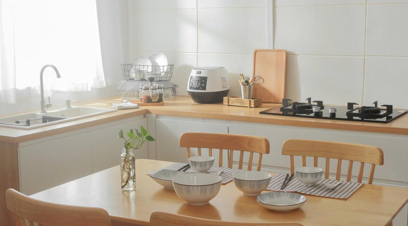 nội thất phòng bếp bằng gỗ sồi