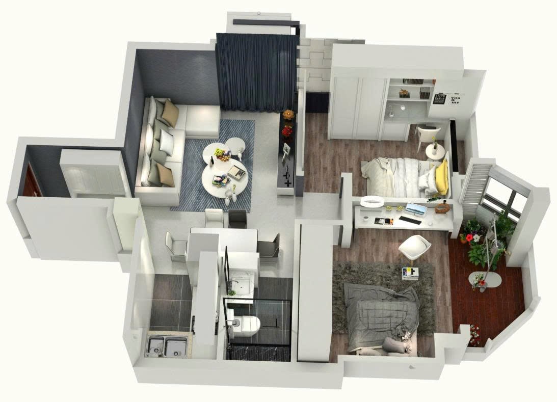 Nội thất căn hộ 2 phòng ngủ Thiết kế nội thất căn hộ 2 phòng ngủ