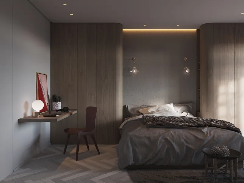 Phối màu phòng ngủ gam màu tối