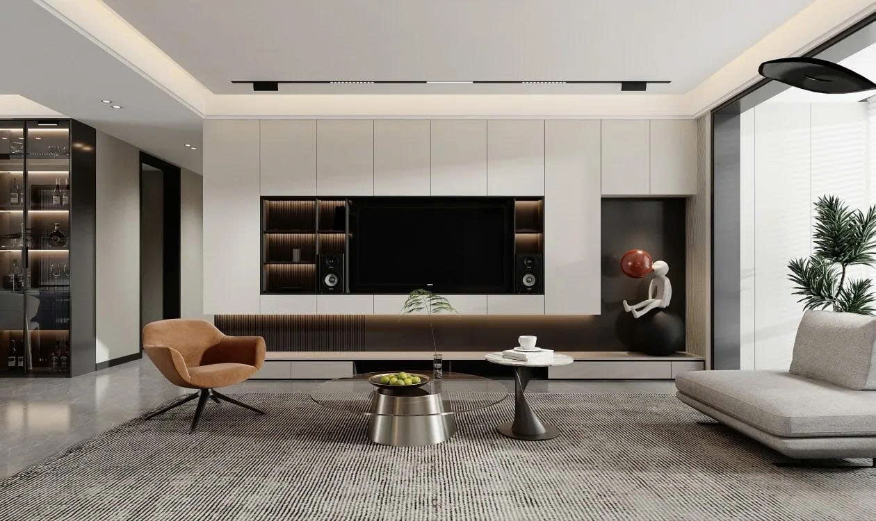 Thiết kế kệ tivi phòng khách