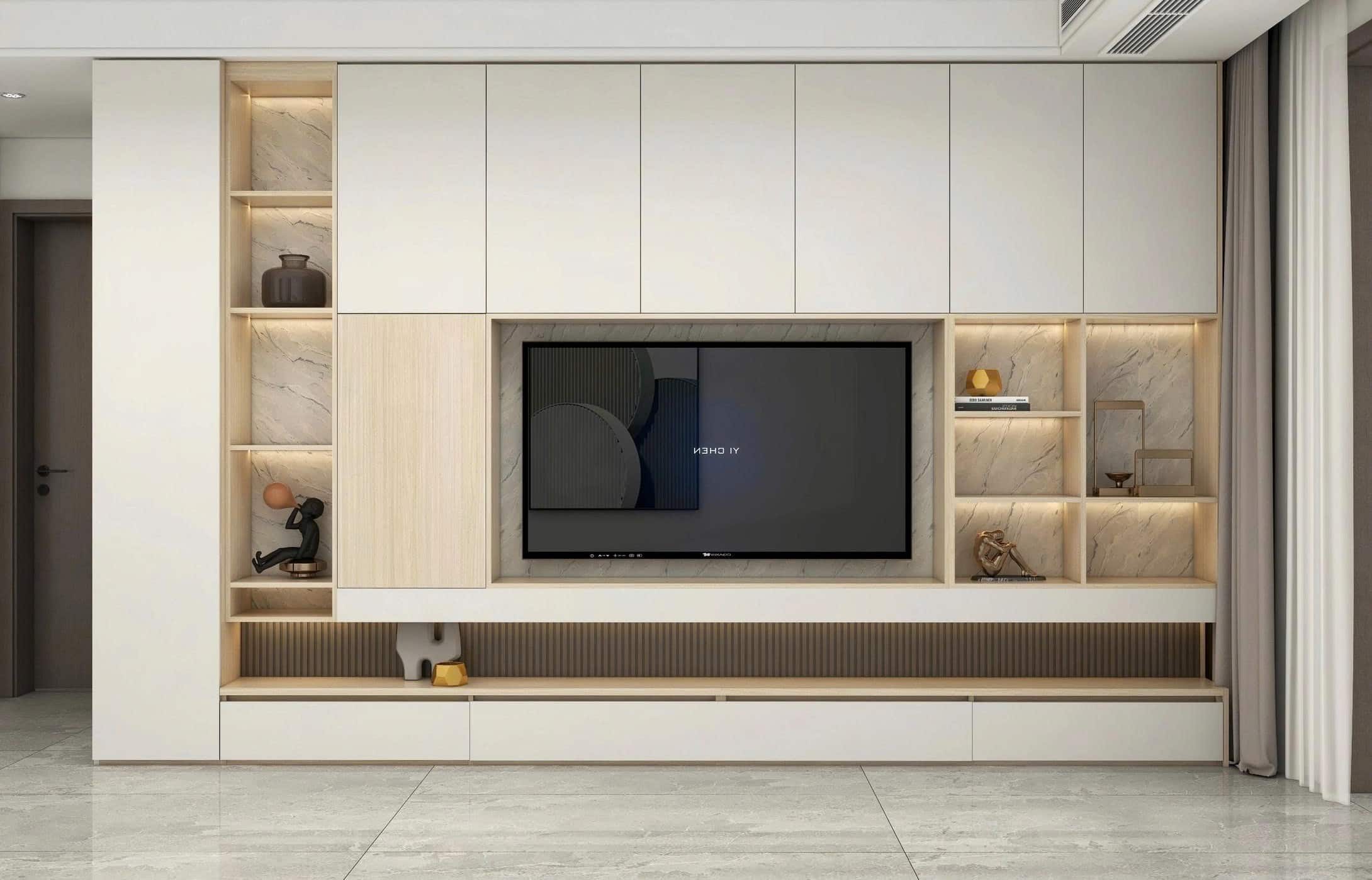 Thiết kế kệ tivi phòng khách