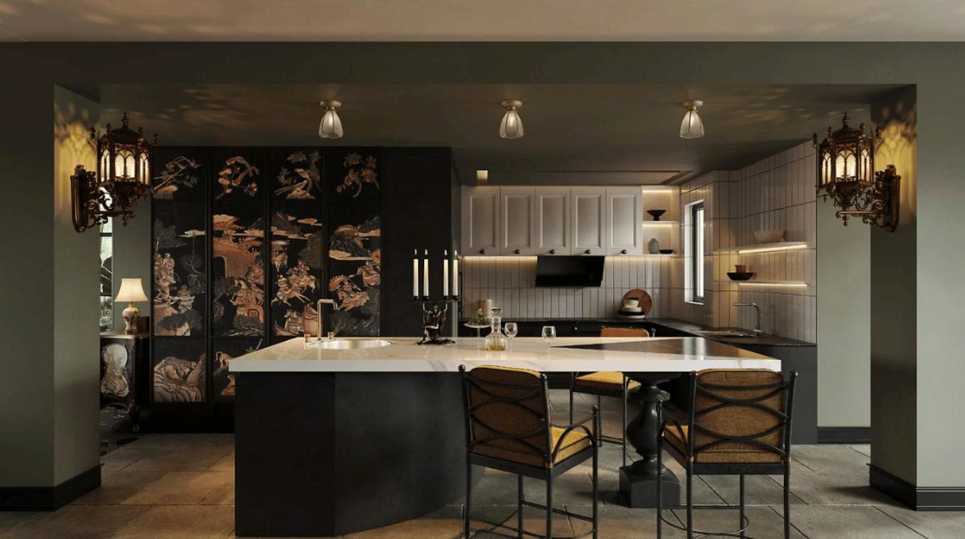 thiết kế nhà bếp theo phong cách Indochine