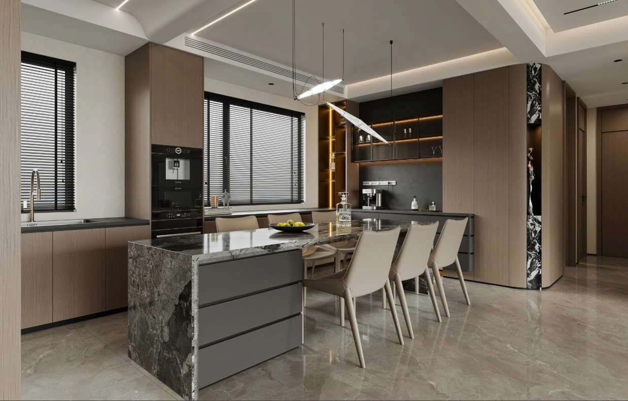 Diện tích nhà bếp bố trí phòng bếp