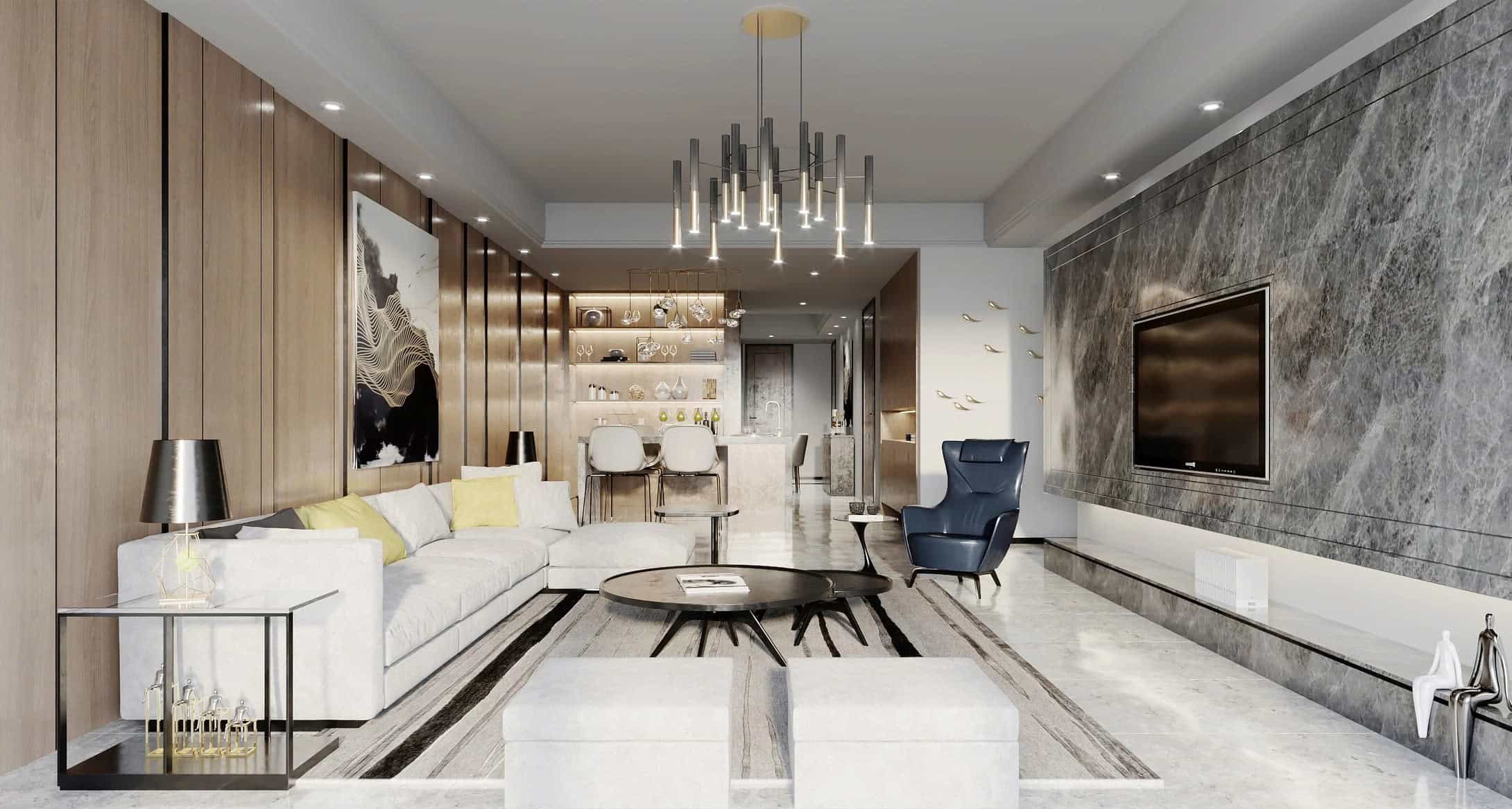 Phòng khách nhà ống 5m 