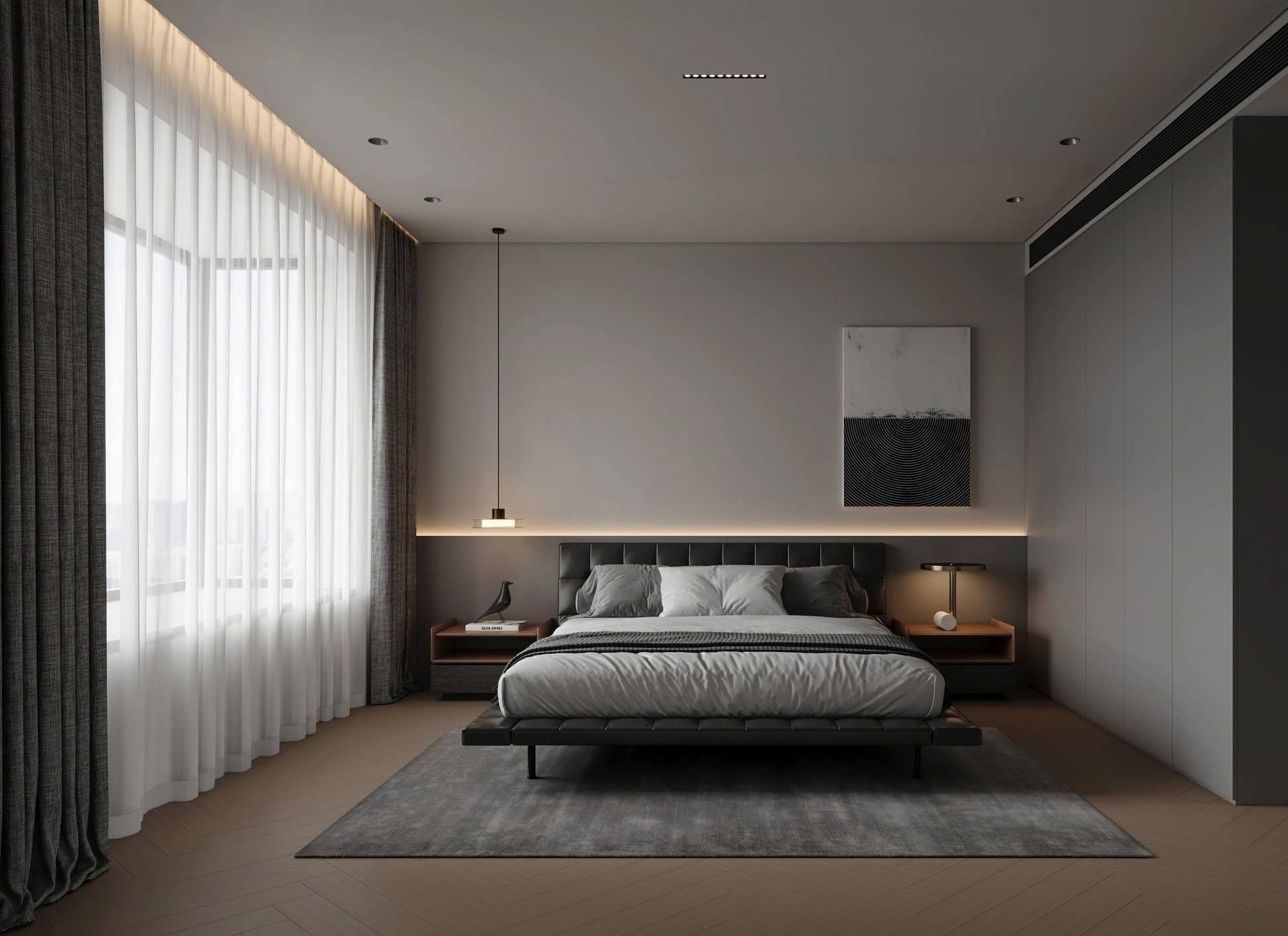 Phòng ngủ màu xám phòng ngủ tone xám