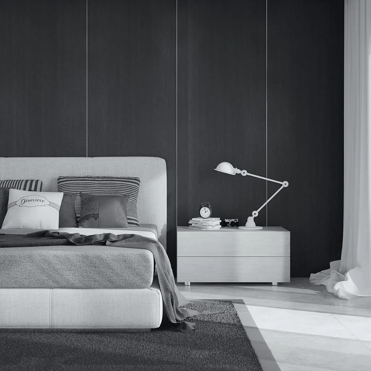 Phòng ngủ màu xám Phòng ngủ màu xám