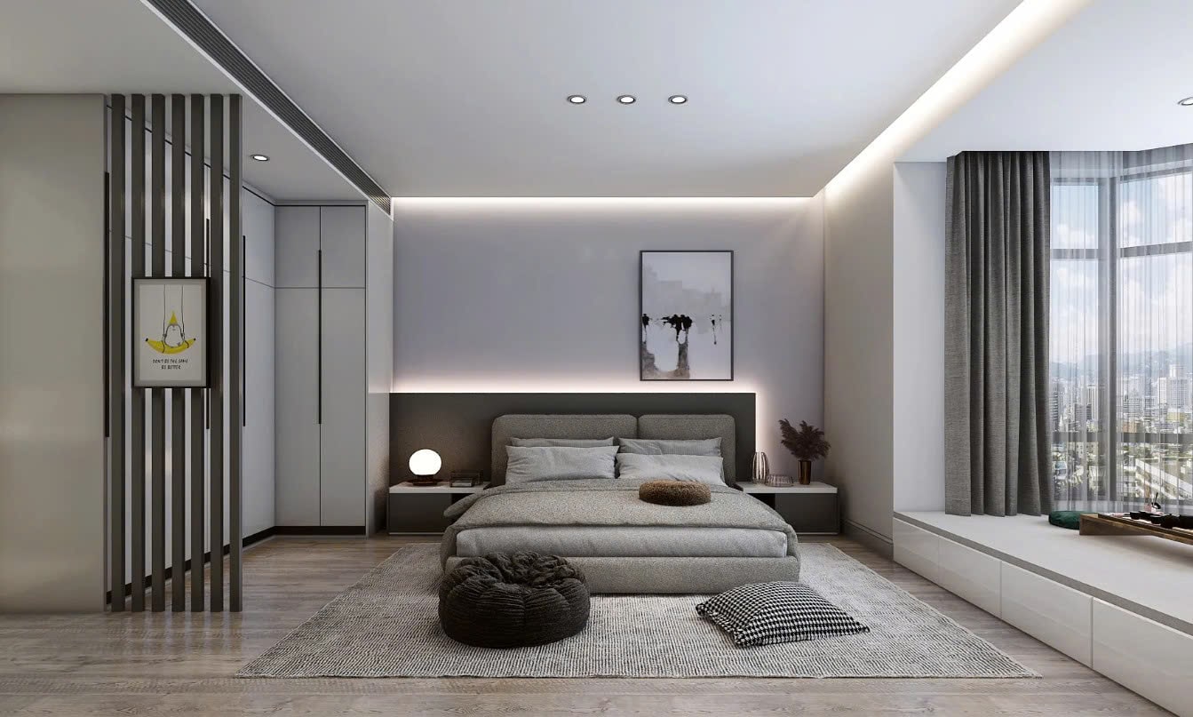 Phòng ngủ màu xám Thiết kế nội thất phòng ngủ