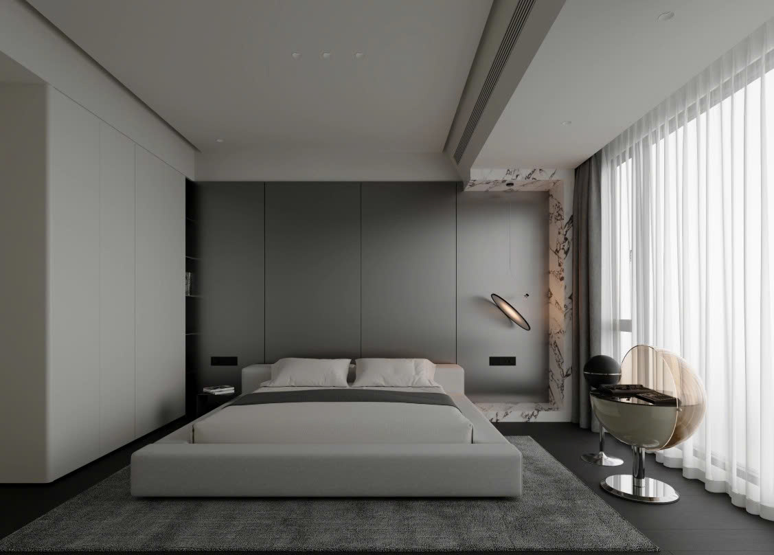 Phòng ngủ màu xám thiết kế phòng ngủ