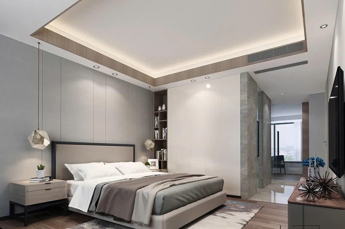 Phòng ngủ màu xám Phòng ngủ màu xám