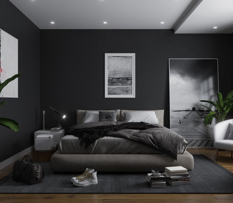 Phòng ngủ màu xám phòng ngủ tone xám
