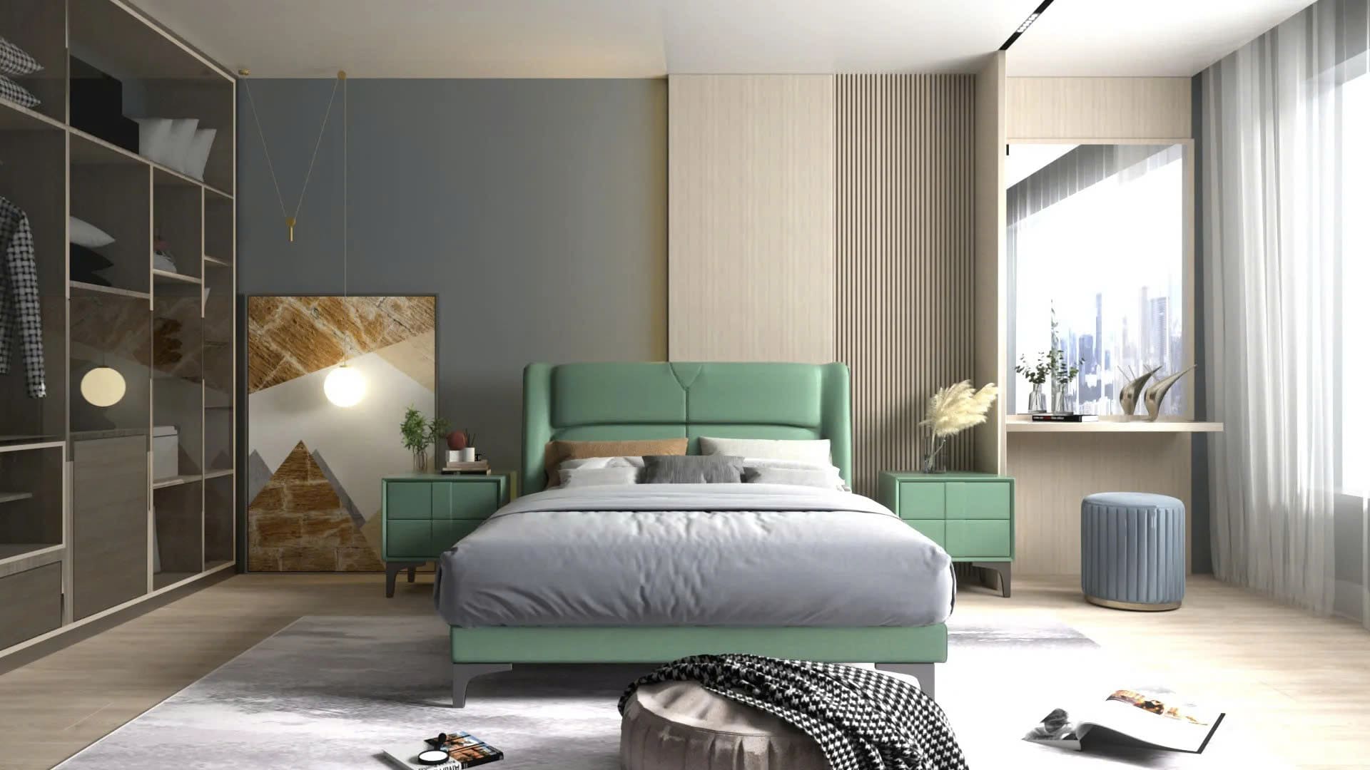 Phòng ngủ màu xám Phòng ngủ màu xám