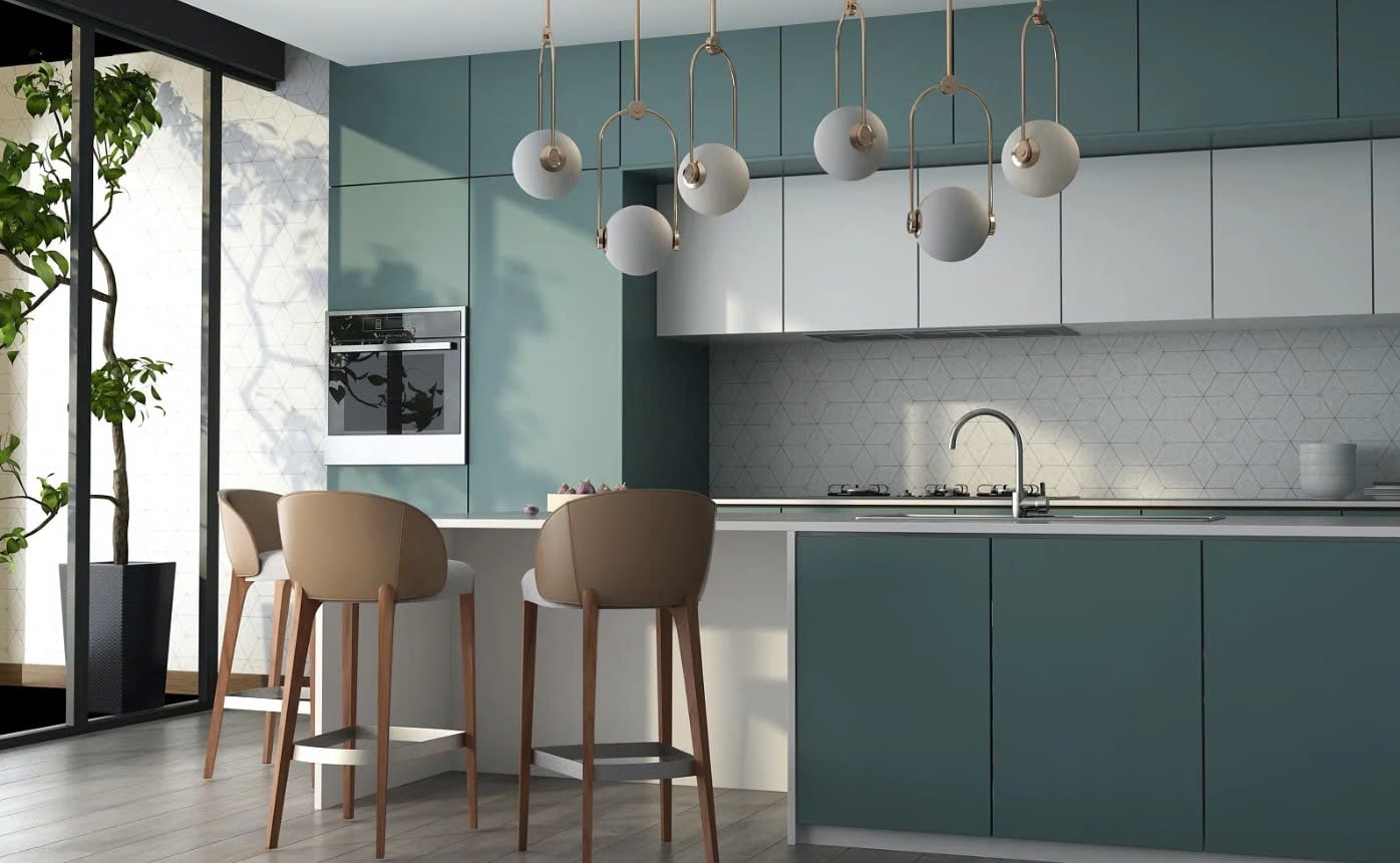 cách phối màu cho phòng bếp