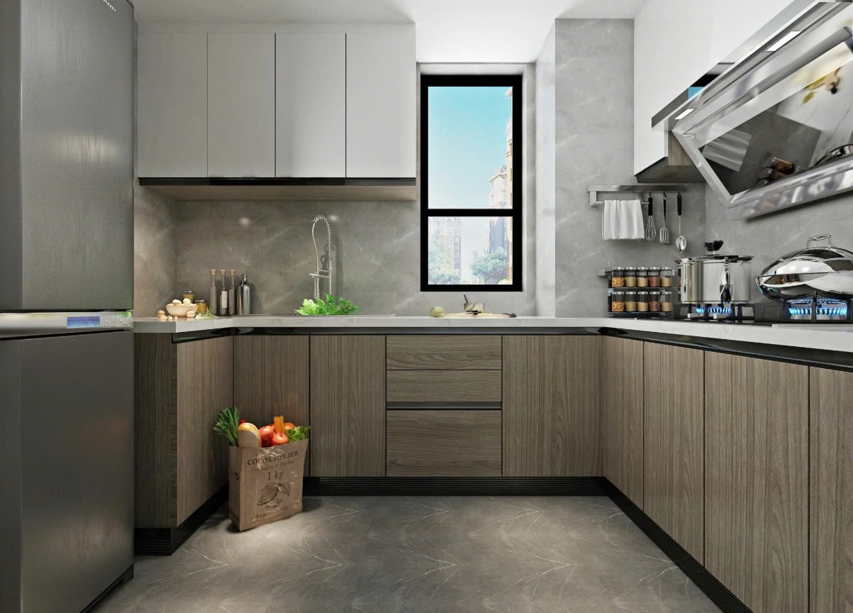 mẫu tủ bếp gỗ công nghiệp